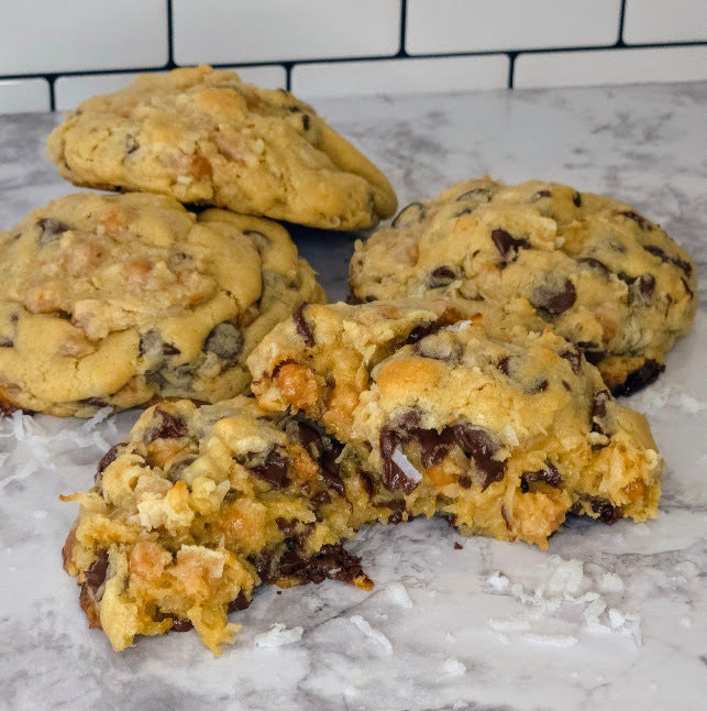 Caramel Coconut Chocolate Chip Cookies Little Birdies Bakery